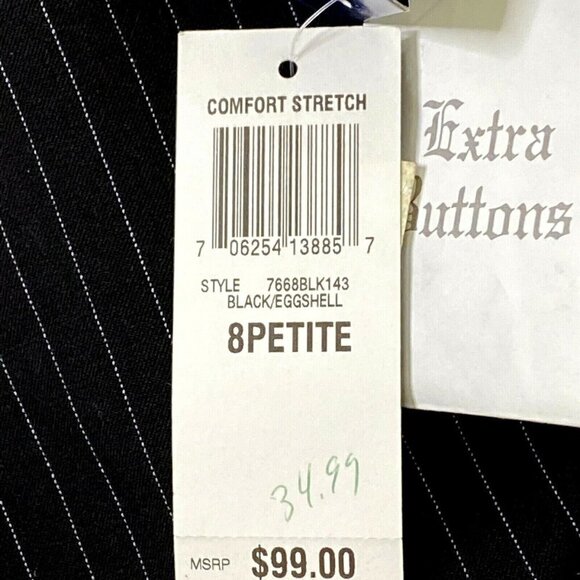 Charter Club Petite Women's size 8P Button Front Lined Blazer Jacket Top Black - Picture 7 of 7